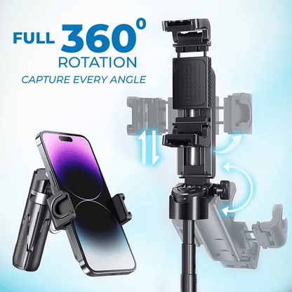 4-in-1 Multifunctional 360 Rotation  Selfie Stick with  Wireless Detachable Remote Control