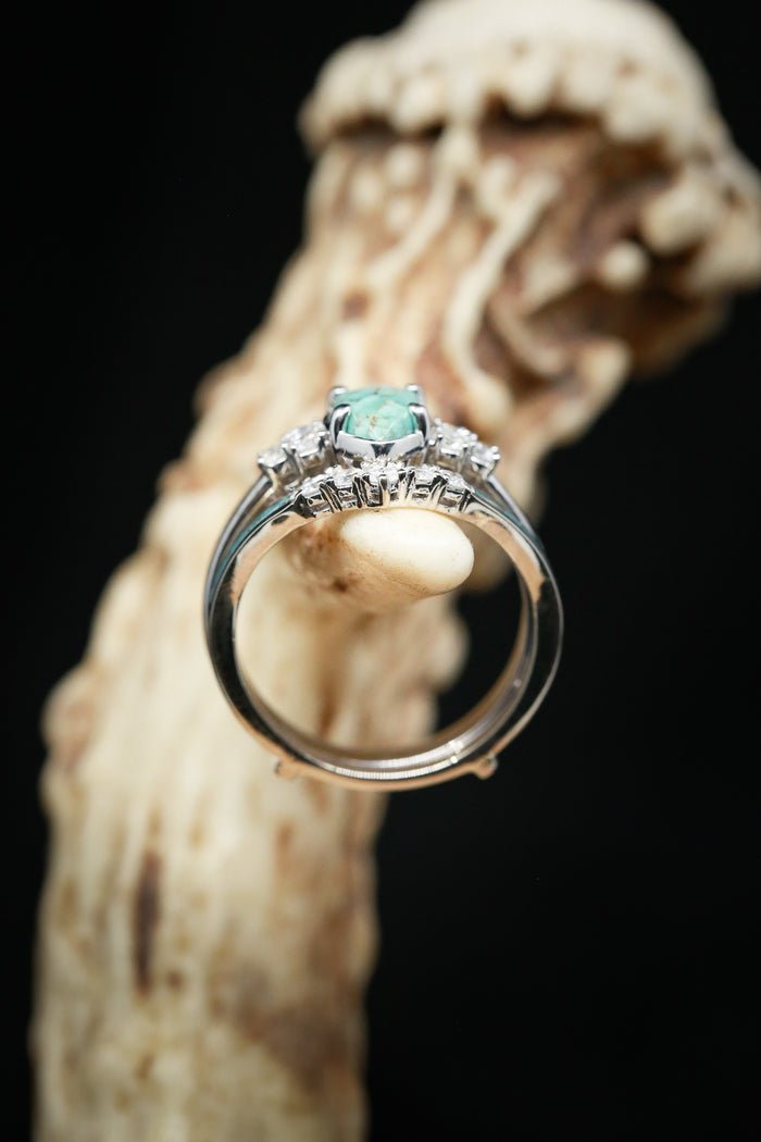 Sterling Silver Natural Turquoise Diamond Ring