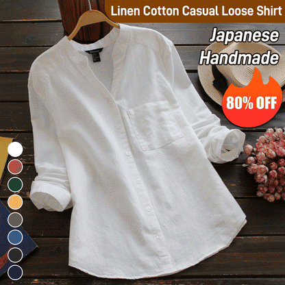 Japanese Style Handmade Linen Cotton Casual Loose Shirt（🔥Buy 2 Automatic 10% Off & Free Shipping🔥）