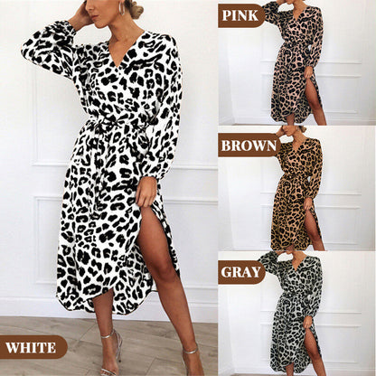 V-Neck Leopard Print Dress-Buy 2 Automatic 10% Off & Free Shipping