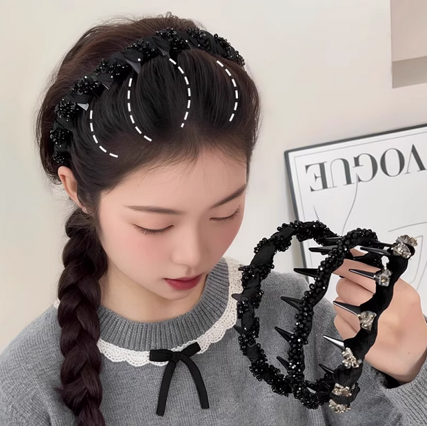 Pretty Black Beaded Everyday Headband