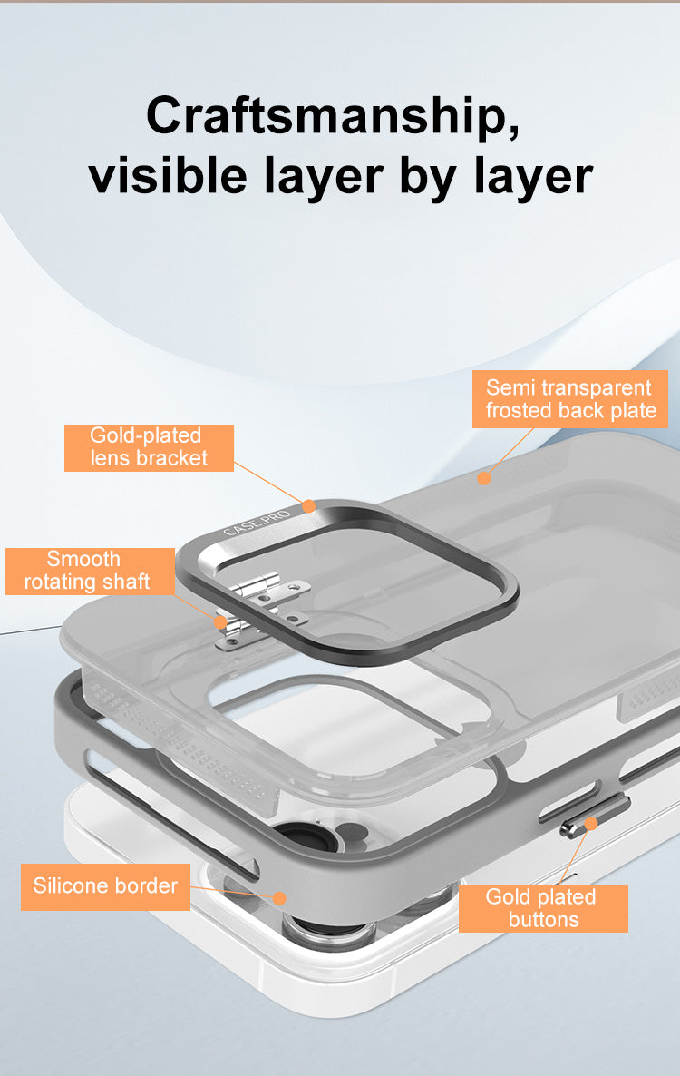 Translucent Frosted Metal Lens Frame Holder Mobile Phone Case