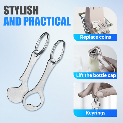 2 Pieces Stainless Steel Shopping Trolley Token Keyrings